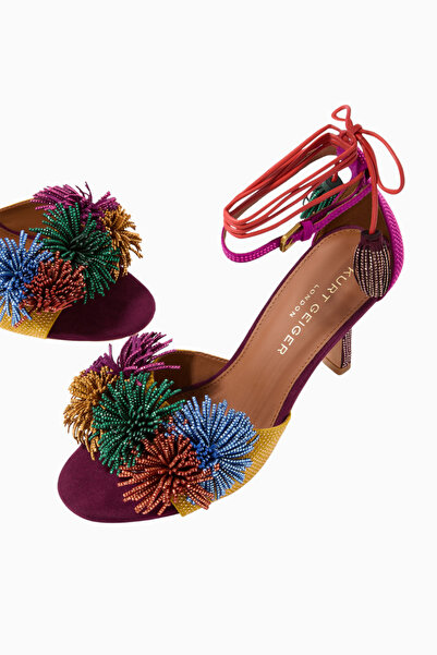 Kurt Geiger Pom Pom 70 Ankle Tie Süet Topuklu Sandalet