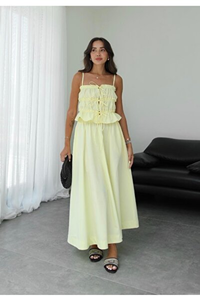 ForOus Hanging Giped Tie Bustiers 2 Piece Set Summer Casual Holiday