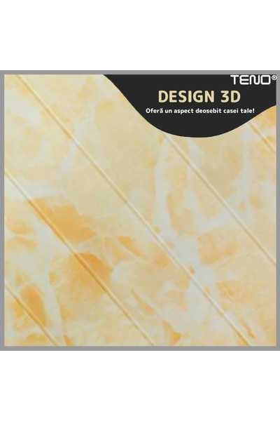 Teno Set Tapet Panou 3D Teno170, Model Marmura, acoperire 4.9 mp, autoadeziv, 70x70 cm, galben