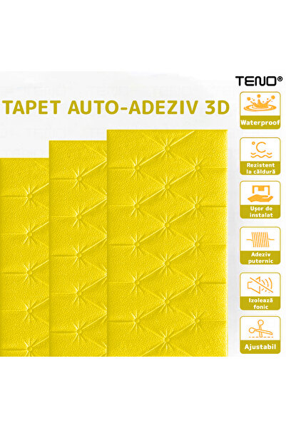 Teno Set 10x Tapet 3D Teno®, suprafata acoperire 2.45 mp, 75x30cm, galben