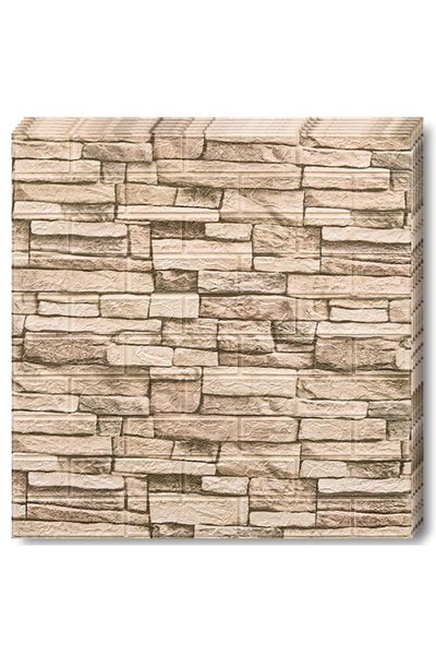 Teno Set Tapet Caramida 3D Teno79, Model Piatra Naturala, acoperire 5.3 mp, autoadeziv, 70x77 cm, crem