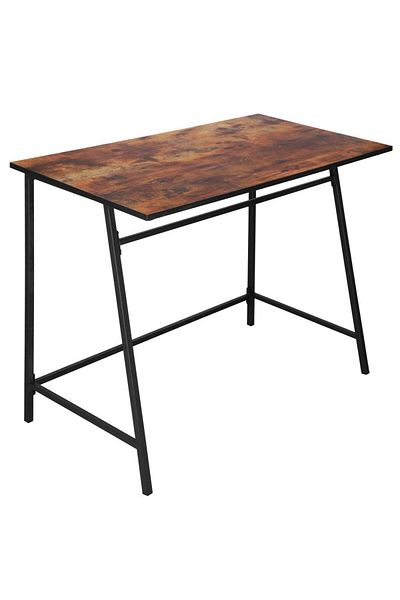 SERSIMO Side table desk, with steel frame, 50x100x76 cm, industrial, brown