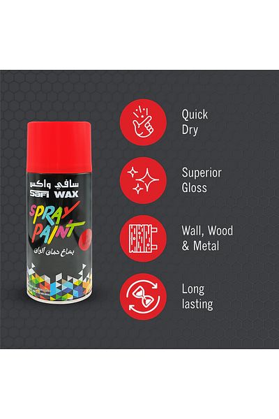 SAFI WAX Spray Paint Fire Red SFW-P-73 – Quick Dry Gloss Finish for Multiple Surfaces 400ml
