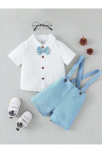 OEM Short-sleeve T-shirt with bow tie and shorts with suspenders