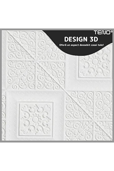 Teno Set Tapet Mic 3D Teno110, suprafata acoperire 3.06 mp, autoadeziv, perete/tavan, 35x35 cm, alb