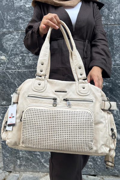 Just Polo Kadın Çok Bölmeli Yumuşak Yıkanmış Deri Kol Çapraz Omuz Çantası