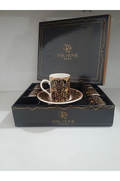 PRATİKOBA Porcelain 6-Piece Luxury Coffee Cup Set Royaleks-Pak-2206