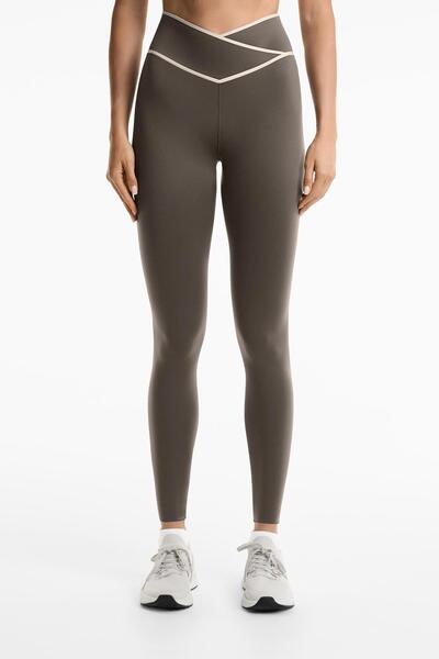 Oysho Perfect-adapt crossover V-cut waist 65cm ankle-length leggings