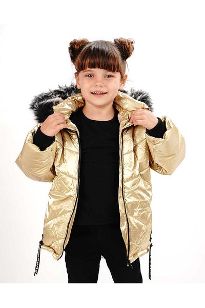 DUBLİNO KİDS Girl's Hooded Coat Waterproof and Windproof with Welsoft Inside