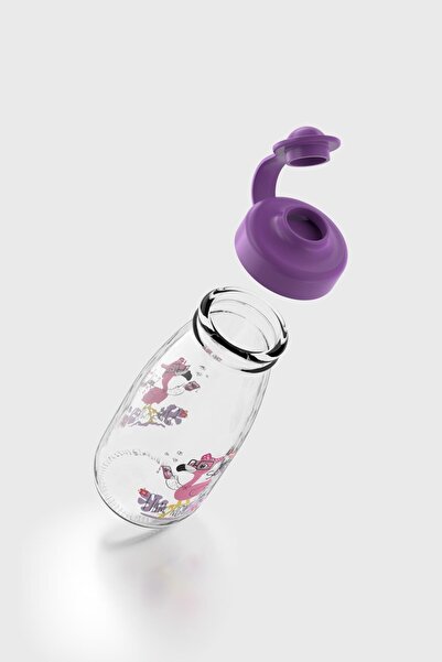 Renga Ufo Kids Flamingo Pattern 250 ml Glass Bottle 182030 Purple
