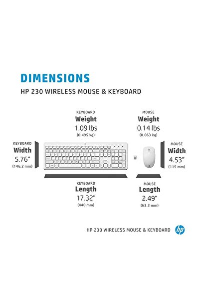 HP 230 Wireless Mouse and Keyboard White