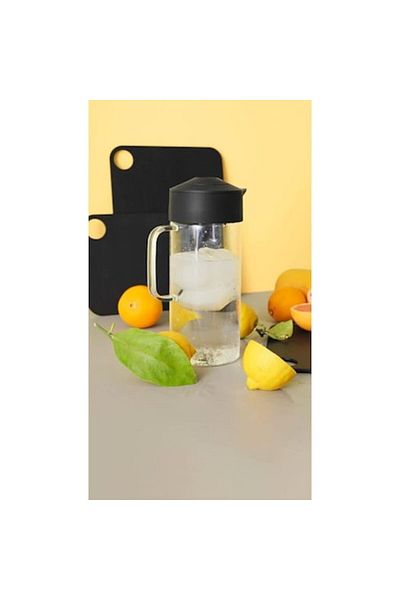 ACTION Modern Borosilicate Glass Carafe, 1L, for Hot and Cold Drinks with Silicon Lid and RIG-TIG System, T