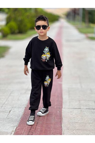 KGN GİYİM Boy's 3 Threads Unsharped Bottom Top Set