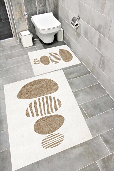 Home Water Resistant Digital Printed Bath Mat Set with Non-Slip Base