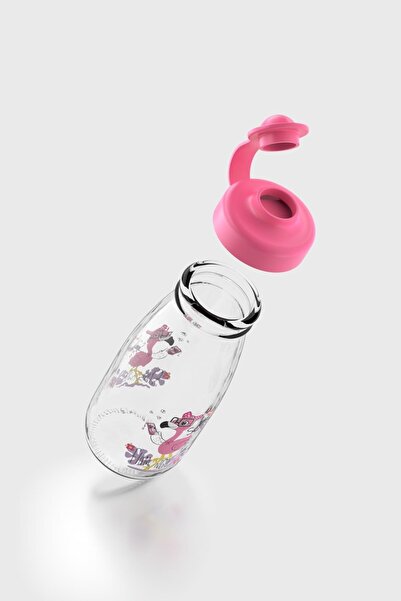 Renga Ufo Kids Flamingo Pattern 250 ml Glass Bottle 182030 Fuchsia