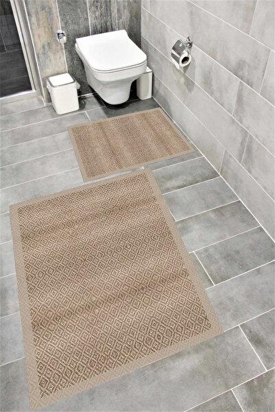 Bordo Halı Kaymaz Tabanlı Suya Dayanıklı Dijital Baskılı Banyo Paspası Takımı...