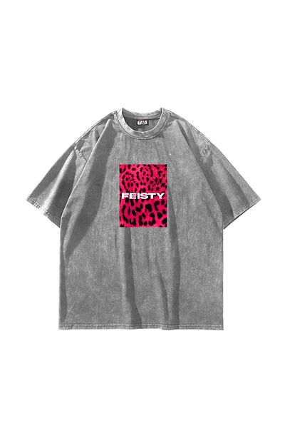 Sekizbiraltı Feisty Printed Oversize Unisex Washable White Tshirt