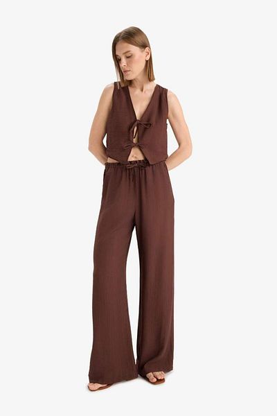 DeFacto New Season Wide Leg Fabric Trousers Double Pockets High Waist Wide Leg