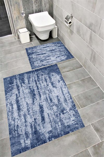 Bordo Halı Water Resistant Digital Printed Bath Mat Set with Non-Slip Base |   Burgundy Carpet 1628