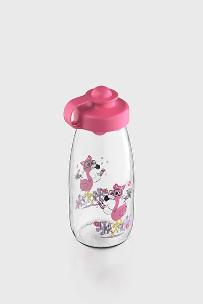 Renga Ufo Kids Flamingo Pattern 250 ml Glass Bottle 182030 Fuchsia