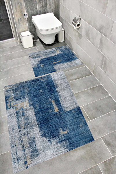 Bordo Halı Set de covoare de baie cu imprimare digitală, rezistentă la apă, c...