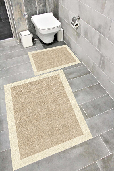 Bordo Halı Set de covoare de baie cu imprimare digitală, rezistentă la apă, c...