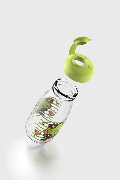 Renga Milky Kids Patterned 250 ml Glass Bottle 182056 Green