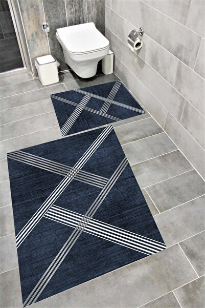 Bordo Halı Set de covoare de baie cu imprimare digitală, rezistentă la apă, c...