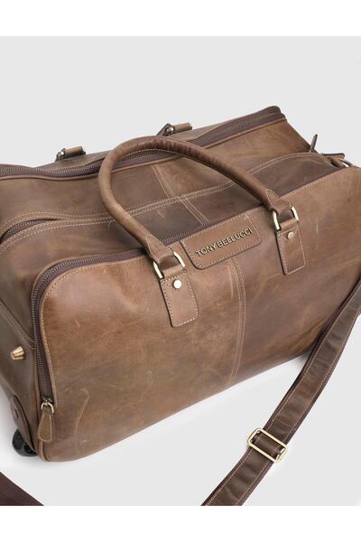 İLVİ Orva Hakiki Crazy Deri Camel Erkek Valiz