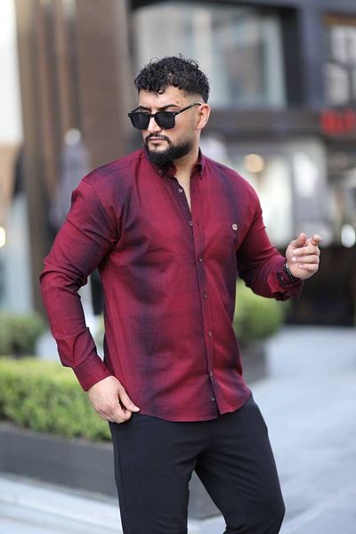 Klothy Men's Long Sleeve Plaid Slim Fit Shirt 2454