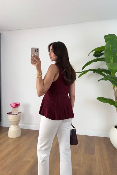 BİRCANÇİL Dodi Burgundy Waist Flared Blouse