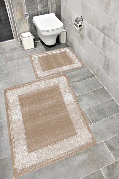 Bordo Halı Set de covoare de baie cu imprimare digitală, rezistentă la apă, c...