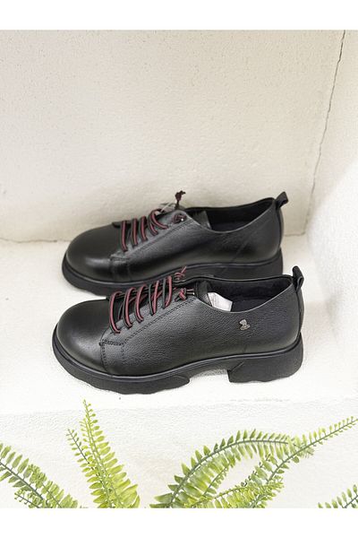 Venüs 2553801K Double Rubber Laceing Khaki Leather Thick Sole Orthopedic Daily Shoes for Women