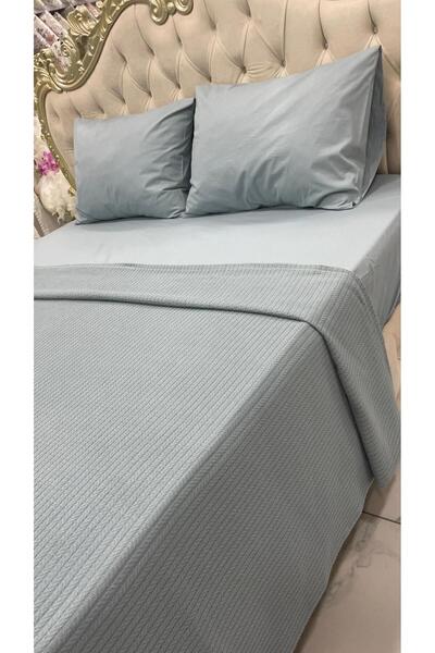 AHSEN TASARIM Double 160X200 cm Fitted Sheet with 2 Pillowcases and Knit Piqu...