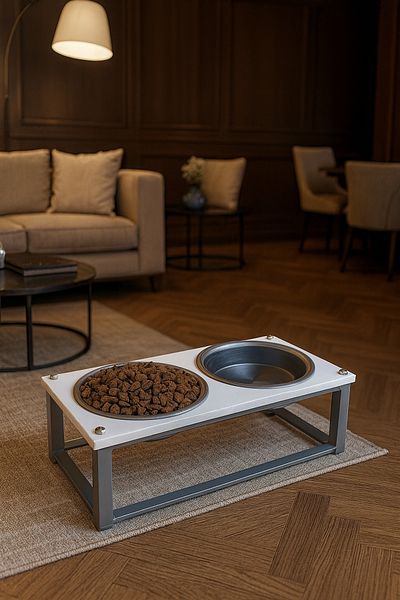Okay Healthy Eating Stand for Cats and Dogs, Stainless Steel Stylish Design and Non-Slip Feet