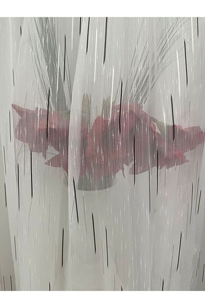 Liz Line White curtain, mechanically embroidered, with rejansa, black/white, "Game of lines" by Liz Line PD050