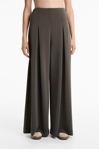 Oysho Wide-leg pleated trousers with soft-touch modal
