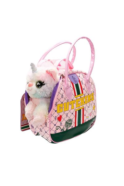Feyza Oyuncak Cutekins Plush Pink Cat Caticorn Posh with Carrying Bag