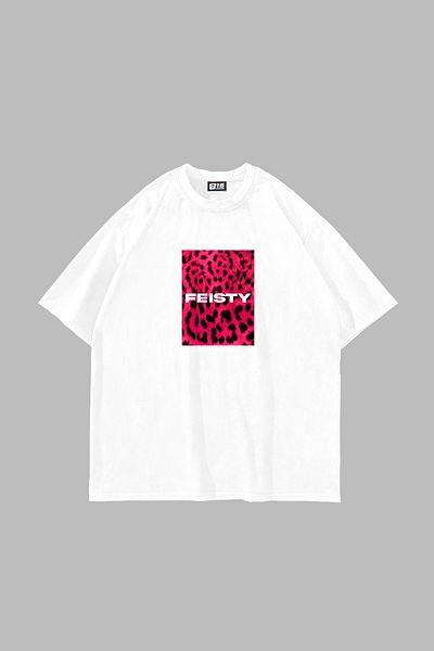 Sekizbiraltı Feisty Printed Oversize Unisex White Tshirt