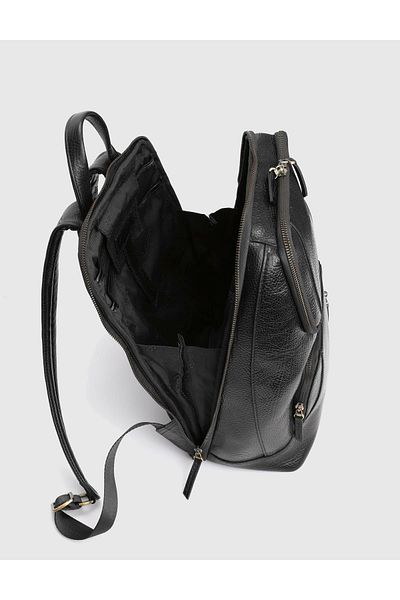 İLVİ Ares Genuine Floater Leather Black Men's Backpack