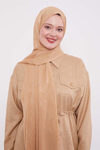 Levidor Gold Abstract Tulip Pattern Jacquard Capri Shawl