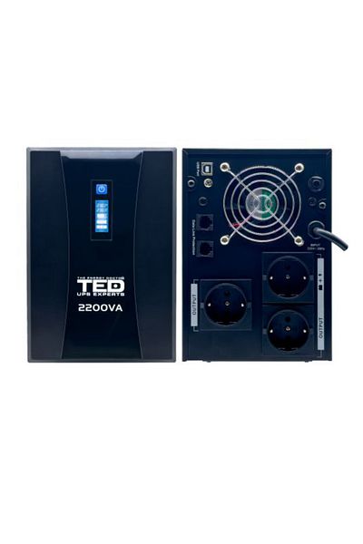TED Electric UPS Line Interactive 2200VA 1250W LCD, 3 Outputs, Management AVR for Servers & Security, TED004666
