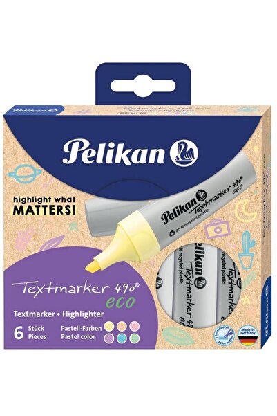 Pelikan Textmarker 490 made of recycled materials, 6 colors