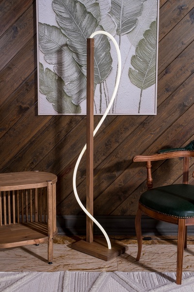 woodbaba Lathe Koyu Ceviz Masif Ahşap Lambader 150 cm | Rustik Otantik Tasarım