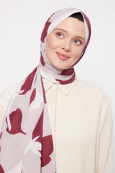 Levidor Beige Abstract Floral Patterned Elegance Shawl