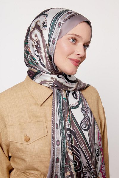 Levidor Mink Edge Geometric Pattern Indian Silk Shawl