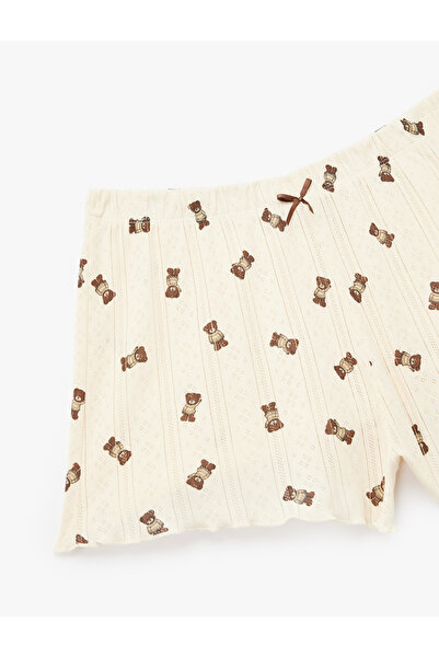 Koton Шорти-піжами з бавовняної тканини з малюнком ведмедика з бантиком