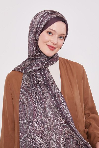 Levidor Bitter Brown Edge Pattern Indian Silk Shawl