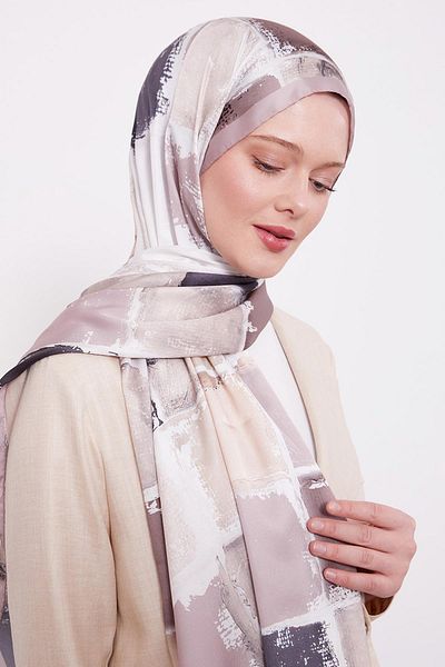Levidor Cream Square Pattern Twill Shawl