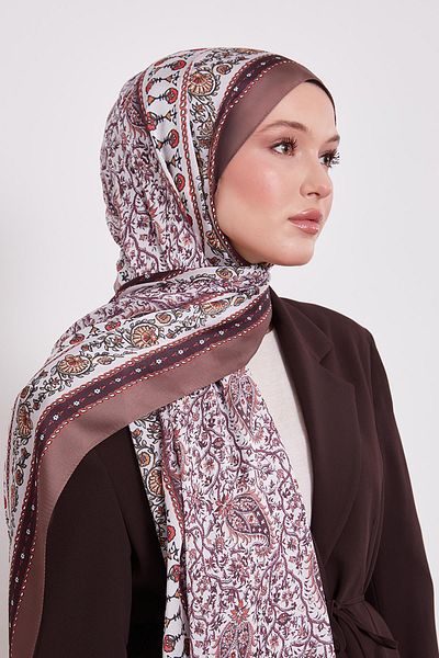 Levidor Bitter Brown Mini Flower Indian Silk Shawl
